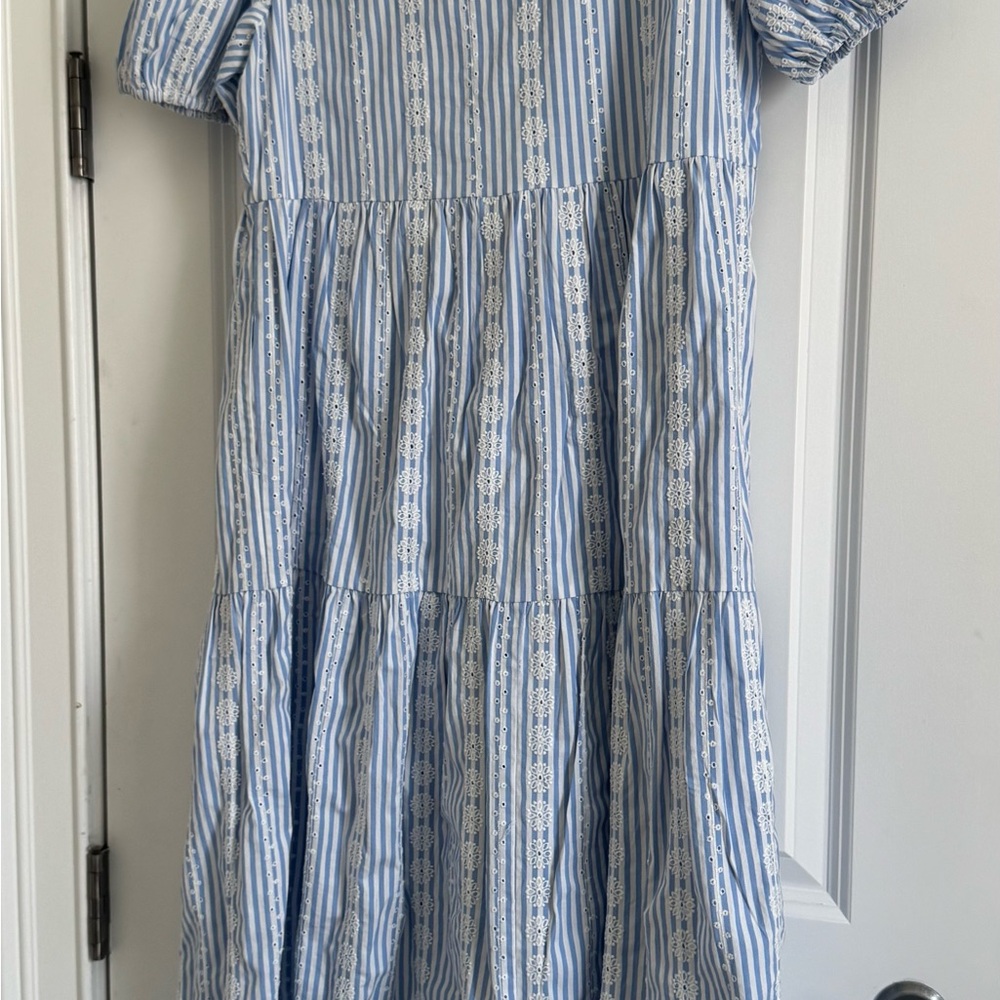 Blue and White Striped Kids Dress